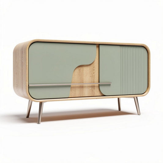 mueble de televisión moderno en madera y color verde 120 x 40 x 70cm