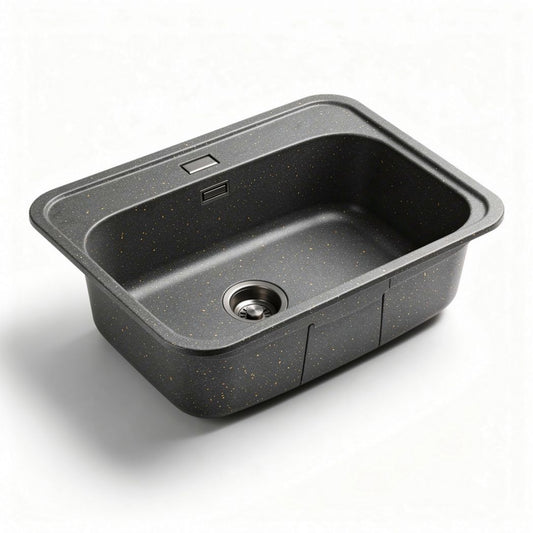 Fregadero de cocina rectangular 70 x 40 x 20cm color negro compacto