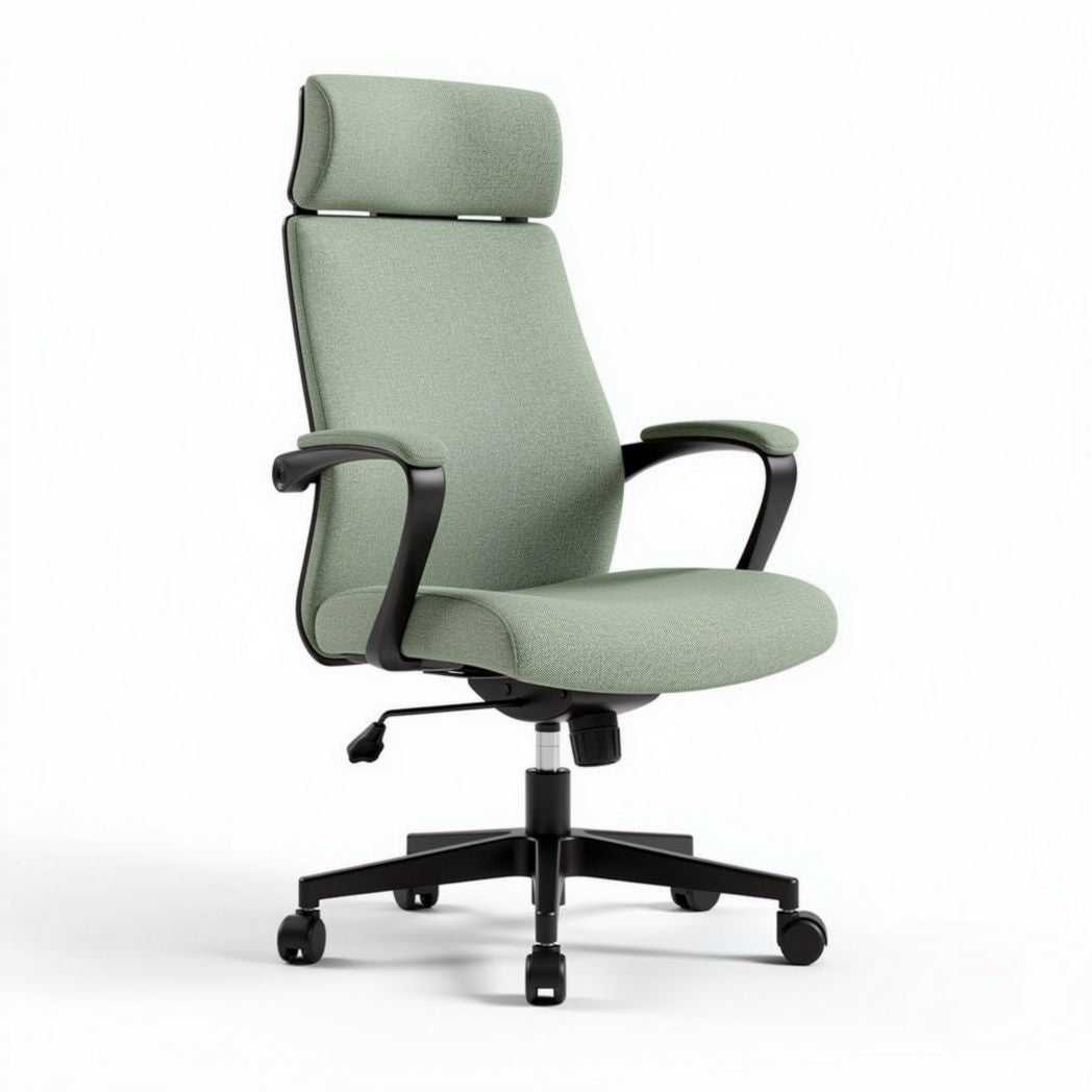 Sillón de oficina ergonómico en color verde con respaldo ajustable y reposabrazos