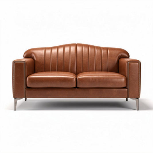 Sofá de cuero marrón con diseño contemporáneo y dimensiones 180 x 85 x 70cm